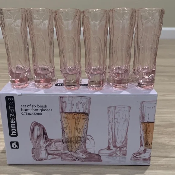 Home Essentials Blush Boot Shot Glasses - Set of 6 - Picture 3 of 3